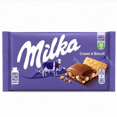Milka з кремовою начинкою та печивом