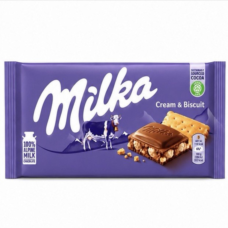 Milka з кремовою начинкою та печивом